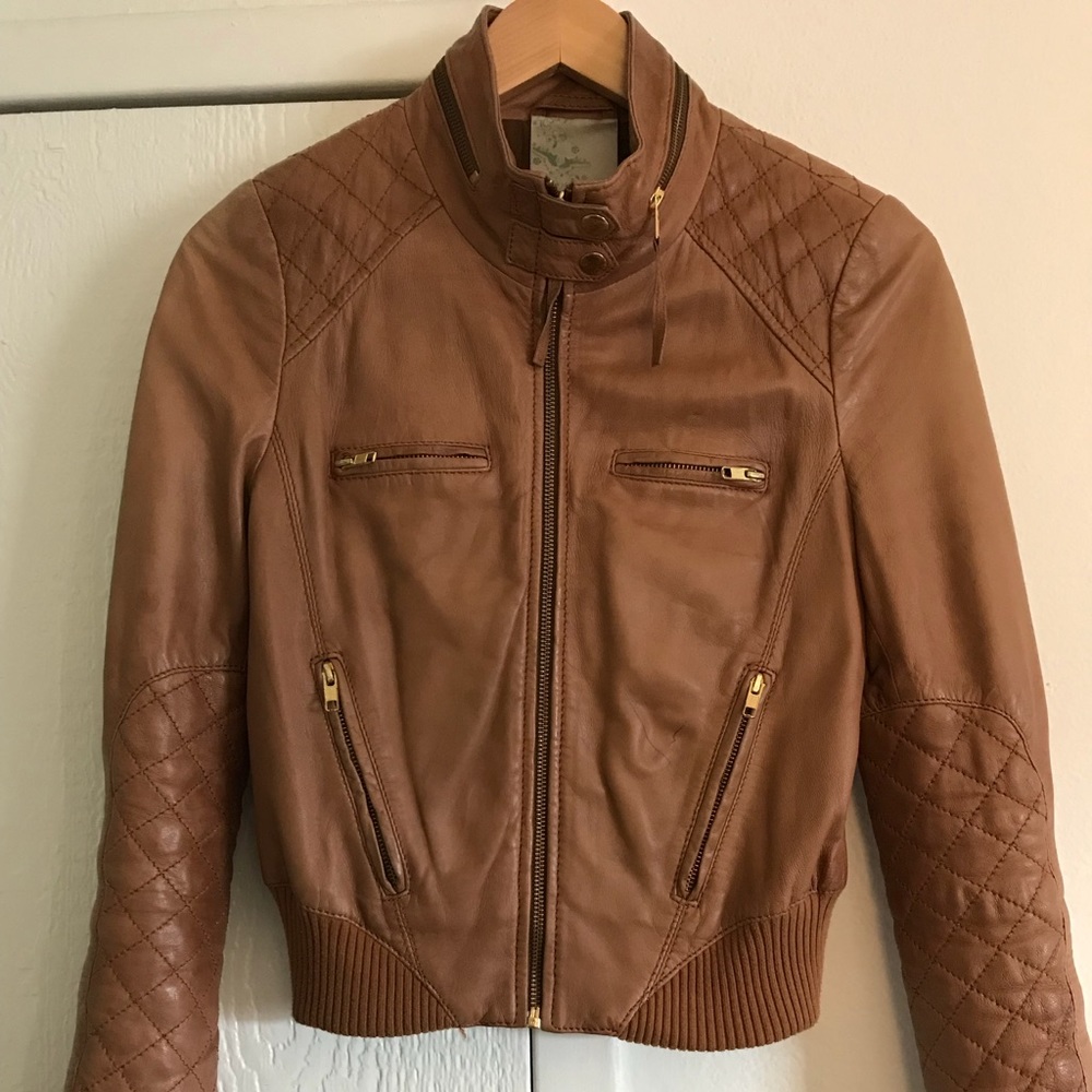 Tan leather Hinge jacket